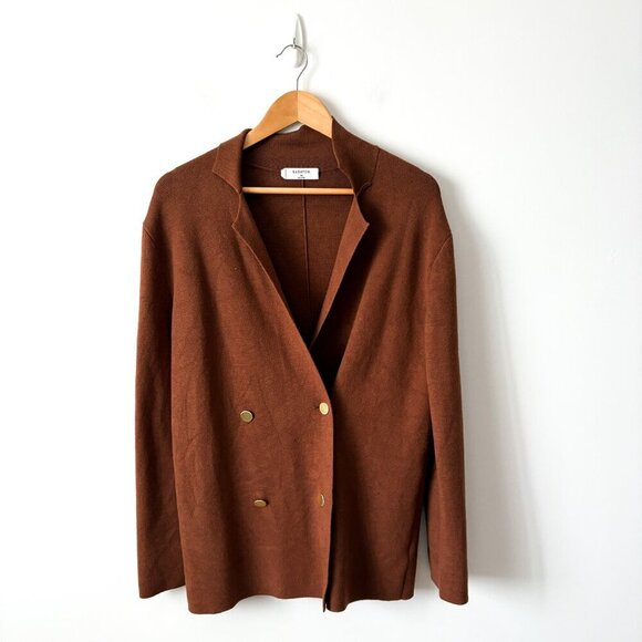 Aritzia Babaton Cover Cardigan Knit Double-Breasted Blazer Brown Size XS - Picture 2 of 7